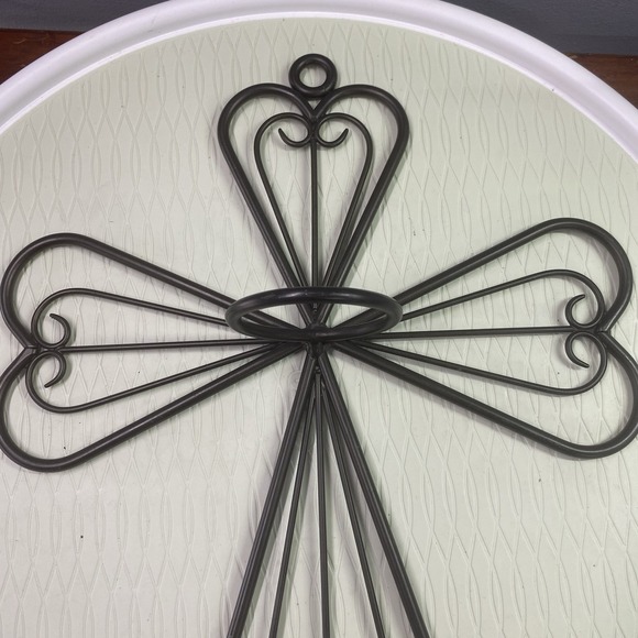 Vintage PartyLite Candle Holder Matte Black Metal Cross Sconce 15" X 12" X 3" - Picture 4 of 9